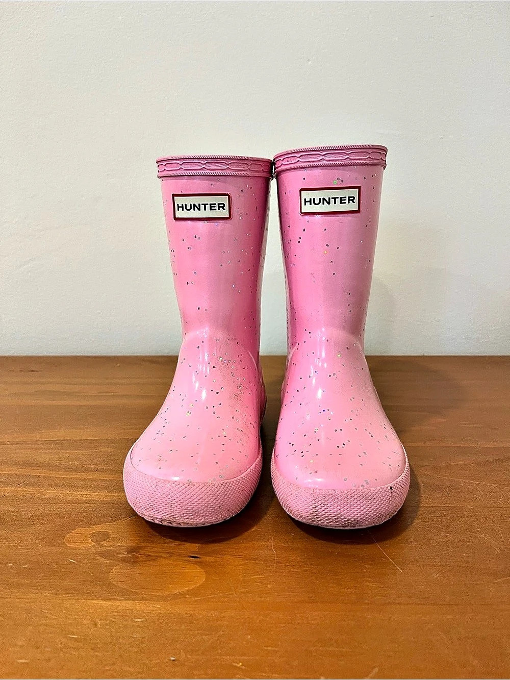 Hunter Kids First Classic Glitter Rain Boots Pink size 9
